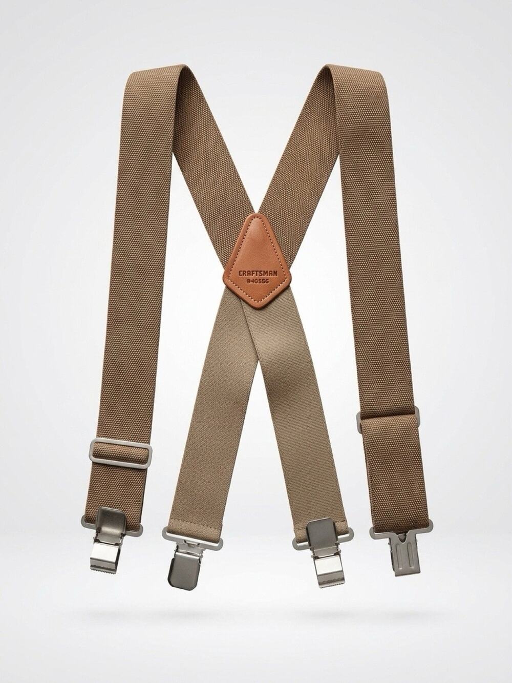 Men's Suspenders X Style HeavyDuty Material Elastic Thick Beige ClipOn USA Made - Picture 1 of 5